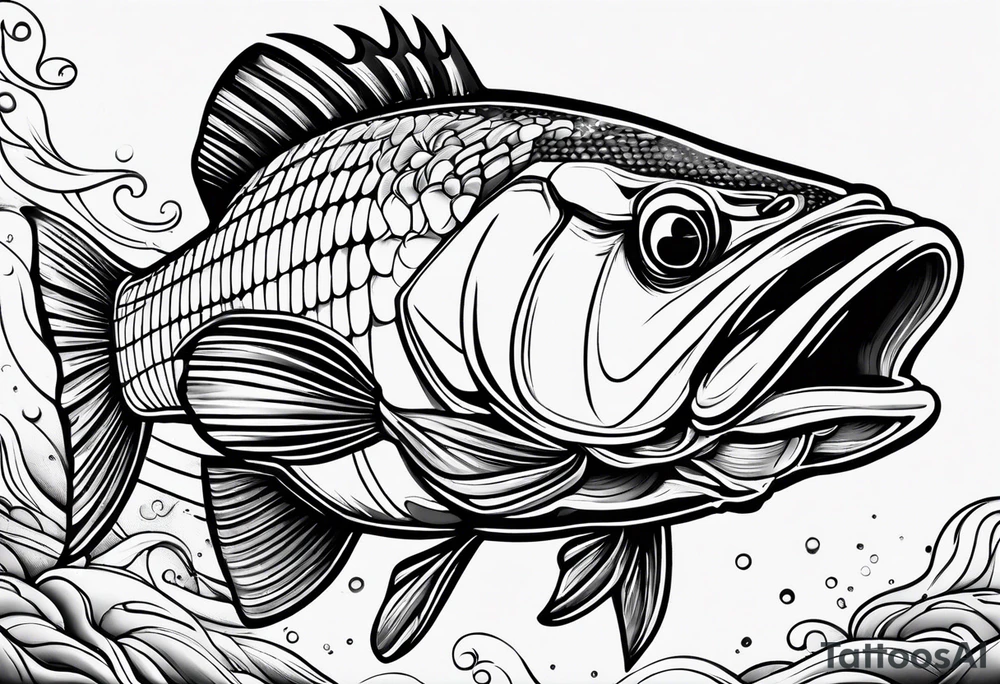 Line work bass tattoo idea