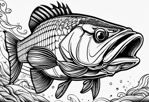 Line work bass tattoo idea