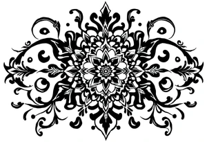 mytical shaman and mytolog style ornament with ancient rhyme tattoo idea