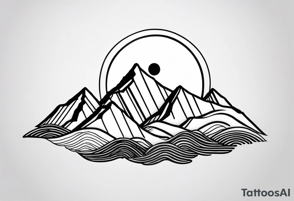 Mountain Range with a Sun tattoo idea