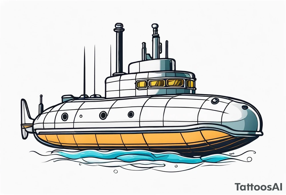 modern submarine front view tattoo idea