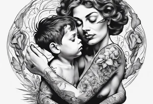 Mother hugging her son tattoo idea