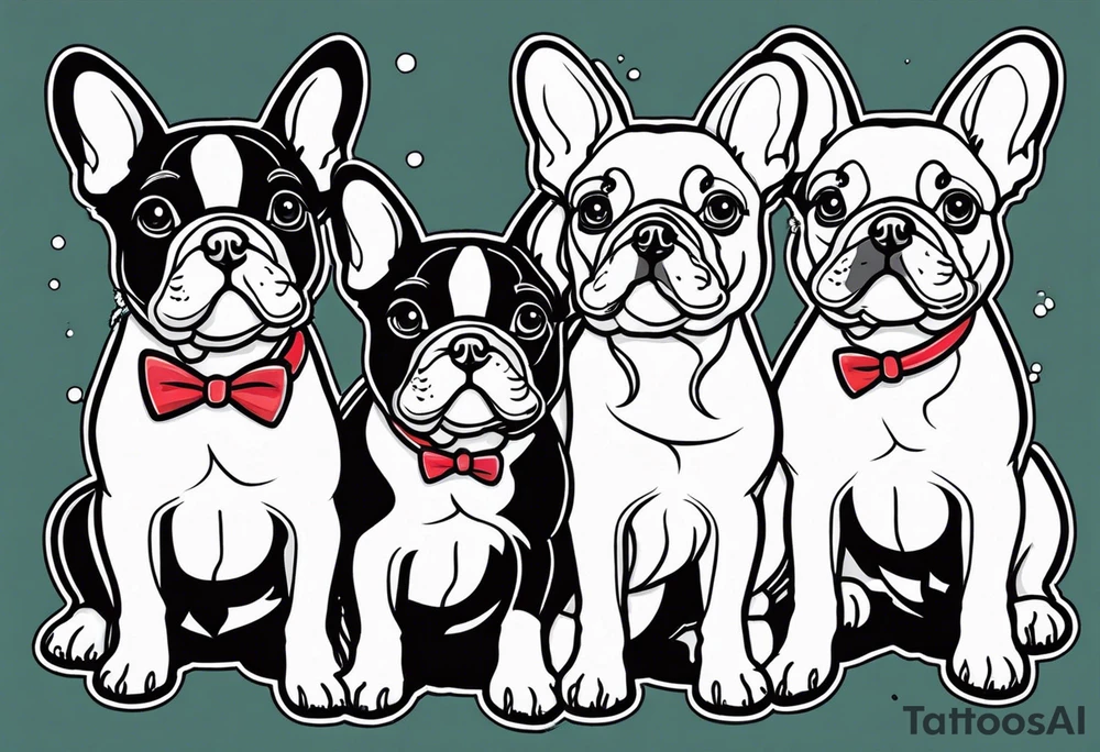 three French bulldogs tattoo idea