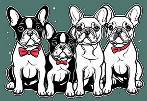 three French bulldogs tattoo idea