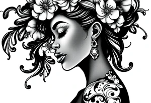 black woman stepping into a stronger, wiser version of yourself tattoo idea