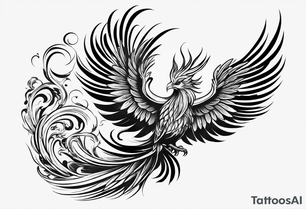 Small phoenix rising up. For mom memory. Little details tattoo idea