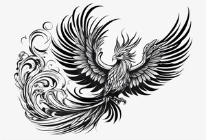 Small phoenix rising up. For mom memory. Little details tattoo idea