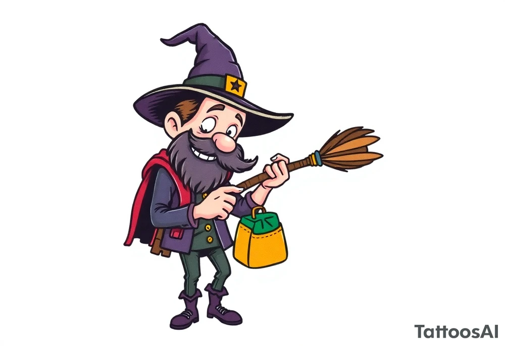 Guy exploring witch supplies tattoo idea