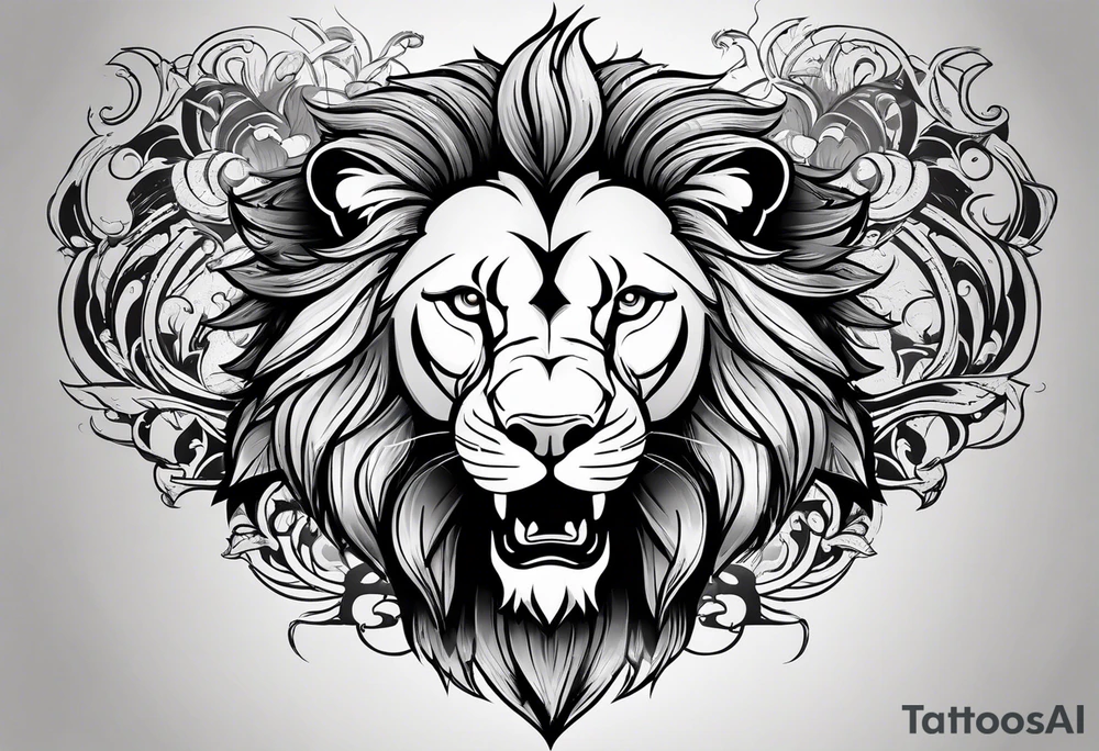 lion with football tattoo idea