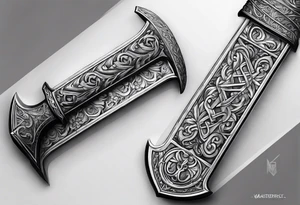 Valhalla sword stairs axe tattoo idea