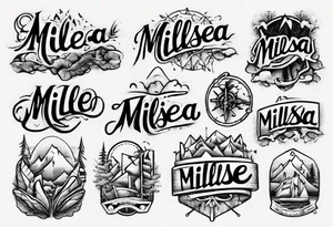 The word "MILLSEA", with an outdoors vibe. Block lettering tattoo idea