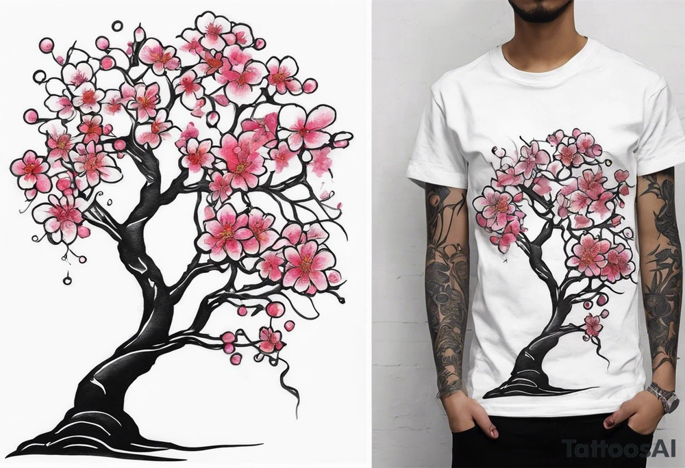 Afro art, cherry blossoms tree tattoo idea