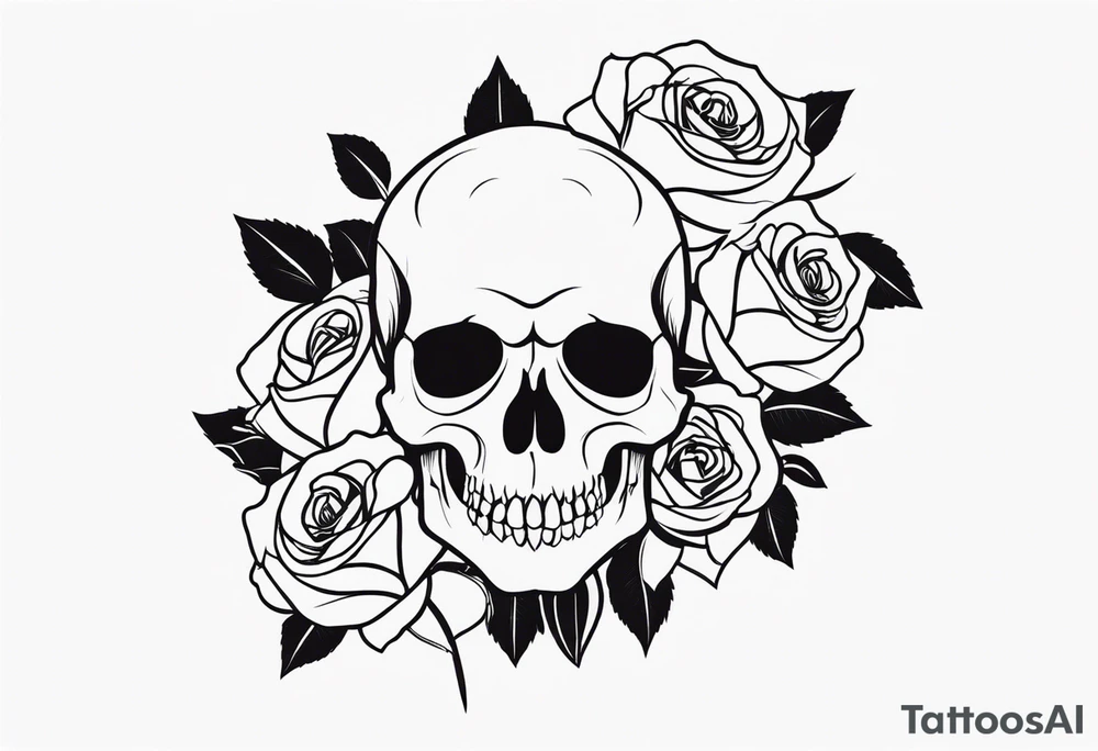 skull and roses tattoo idea