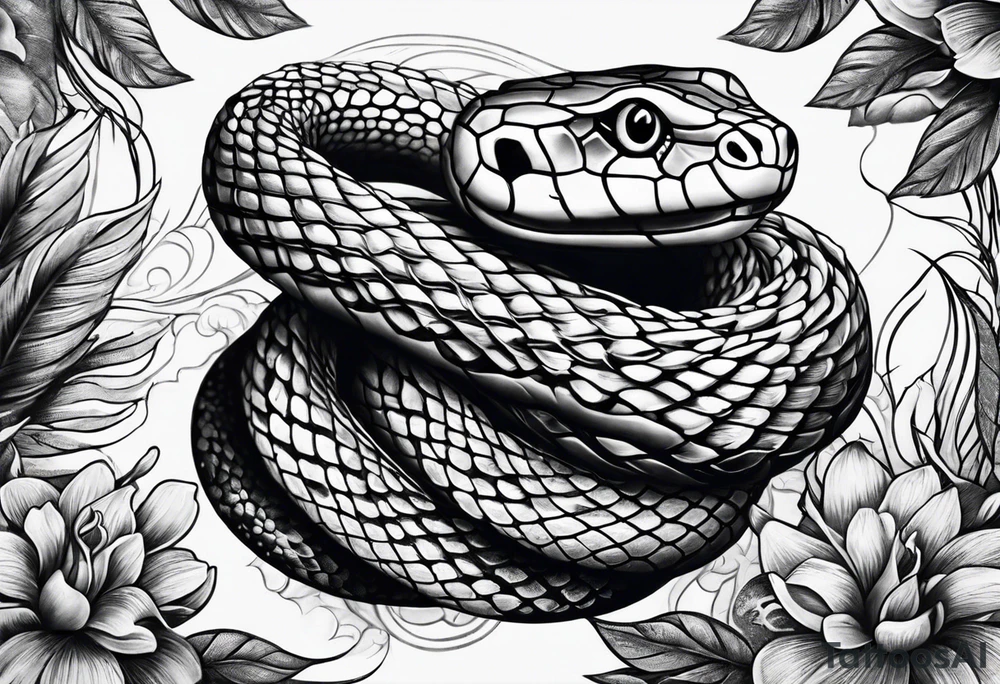Snake wrapped around hand intigrated tattoo idea