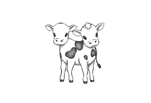 small cute black and white patched baby cow tattoo idea