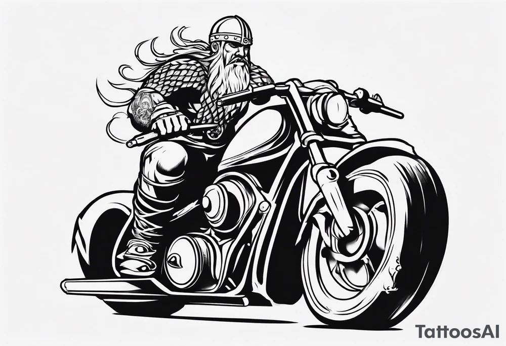 Viking riding a motorcycle from the front view tattoo idea Viking riding a motorcycle from the front view tattoo idea