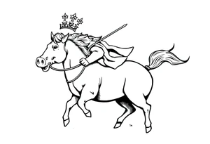 king fat pig in a battle with a horse tattoo idea