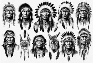 Native American theme man photorealism tattoo idea