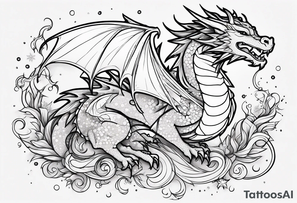Constellation, kawaii dragon, snowflake tattoo idea