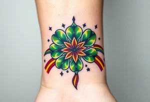 Star four leaf clovers and rainbows tattoo idea