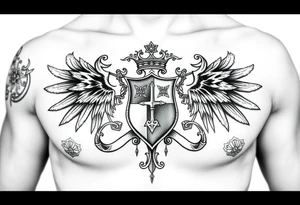 Powerful mideval Irish family crest for a full chest tattoo tattoo idea
