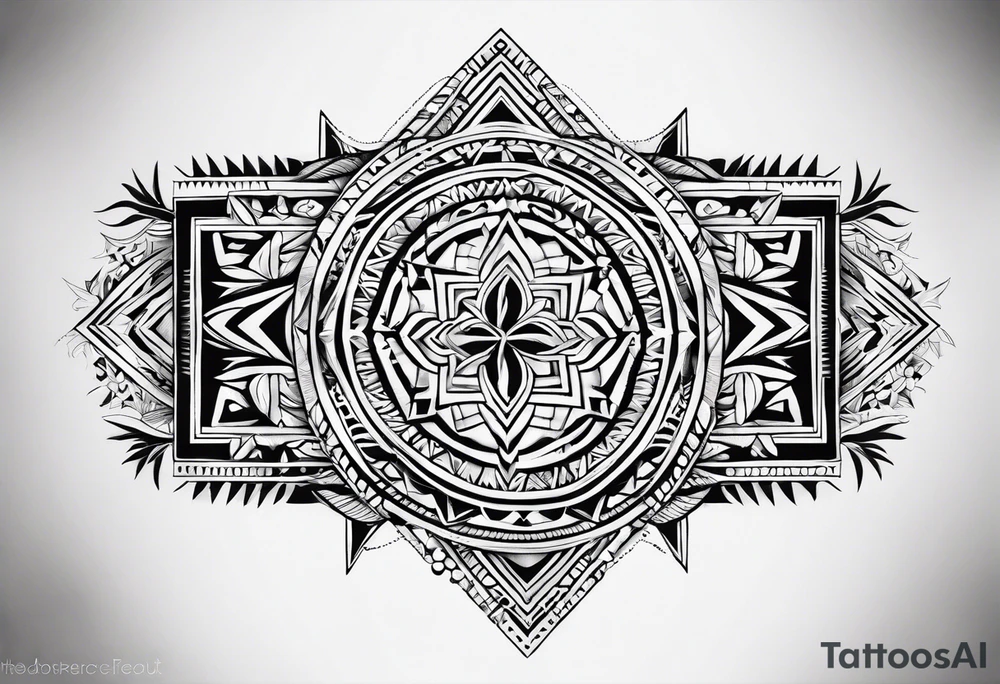 geometric hawaiian tradtional style arm band mauna kea tattoo idea