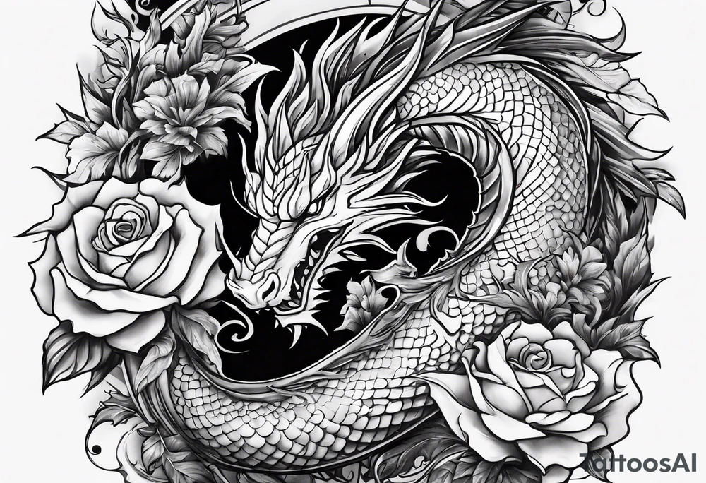 show me a tattoo design where there is a sword and a dragon wrapped around it tattoo idea