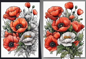Poppy bouquet tattoo idea
