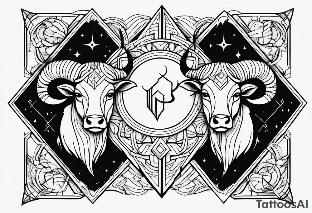 Gemini and taurus symbols intertwined tattoo idea