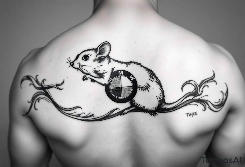 Make ma a mouse driving bmw tattoo idea