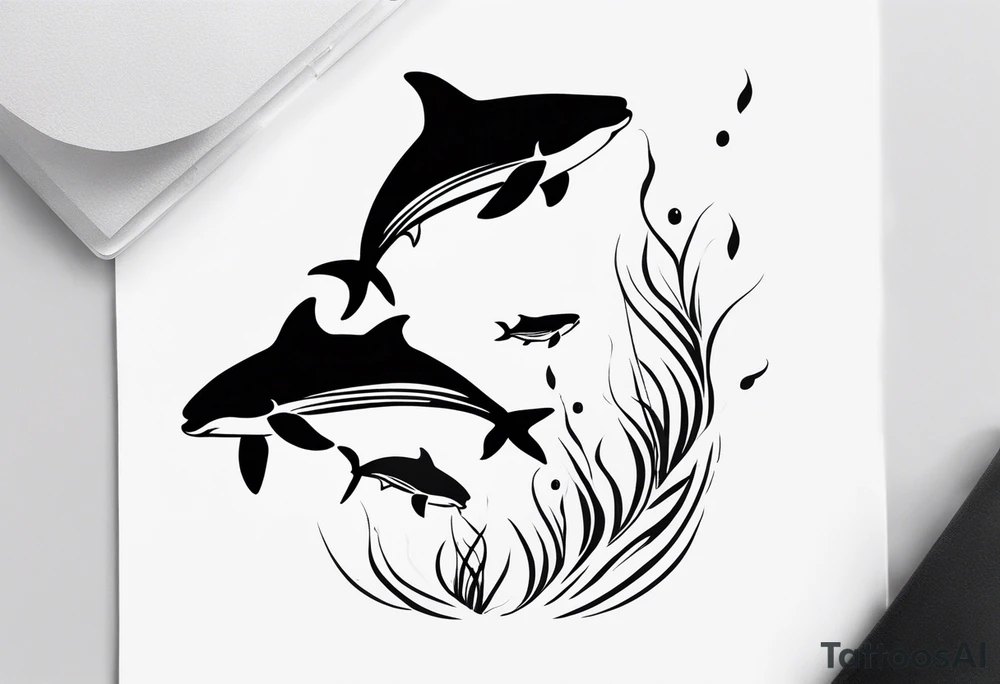 Father daughter matching 2 separate tattoos . Water related. Marine life tattoo idea