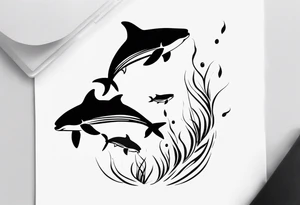 Father daughter matching 2 separate tattoos . Water related. Marine life tattoo idea