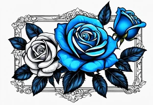 blue roses frames, bacground justice tattoo idea