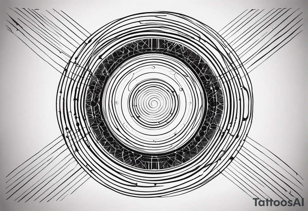 Une ligne verticale abstraite composée de cercles de tailles variées, inspirée par le film Interstellar Avec le mot stay en morse tattoo idea