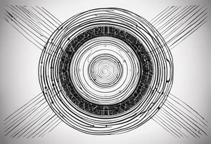 Une ligne verticale abstraite composée de cercles de tailles variées, inspirée par le film Interstellar Avec le mot stay en morse tattoo idea