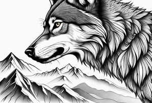 Mountains, wolf eyes underneath tattoo idea