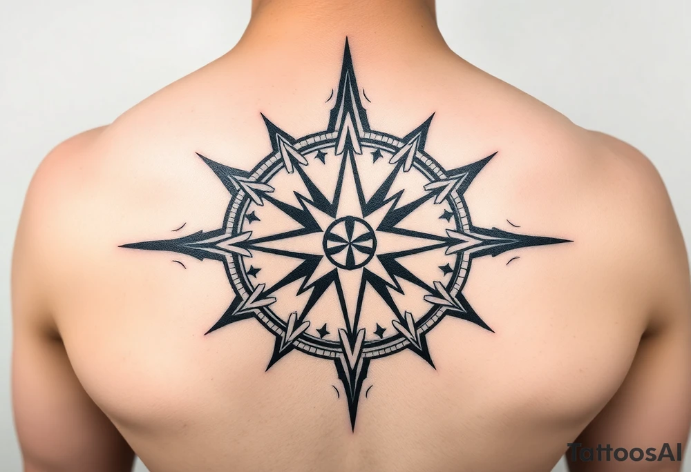 Double layered Compass rose tattoo idea