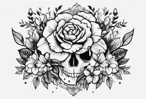 horn and flower tattoo idea