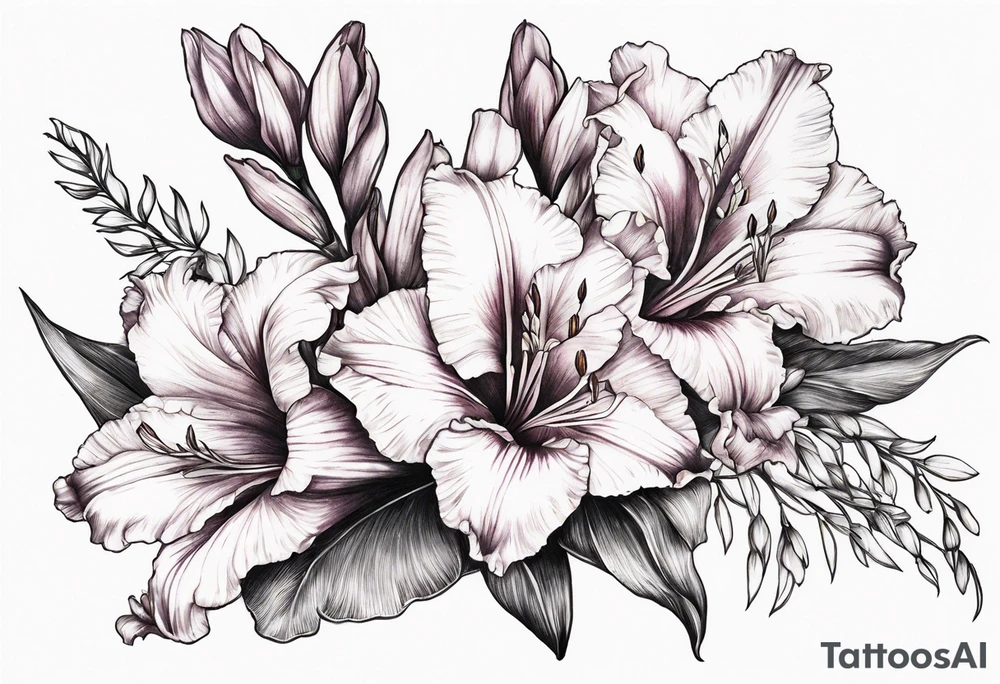 Gladiolus floral tattoo idea