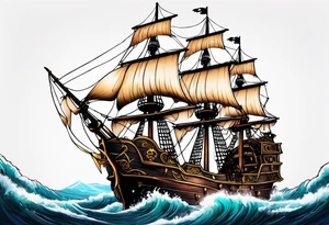 Ship pirate, flower, animal tattoo idea