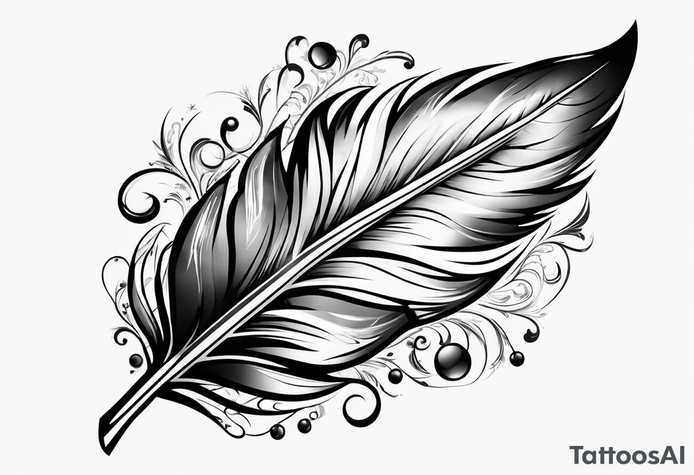 feather with jewels tattoo idea