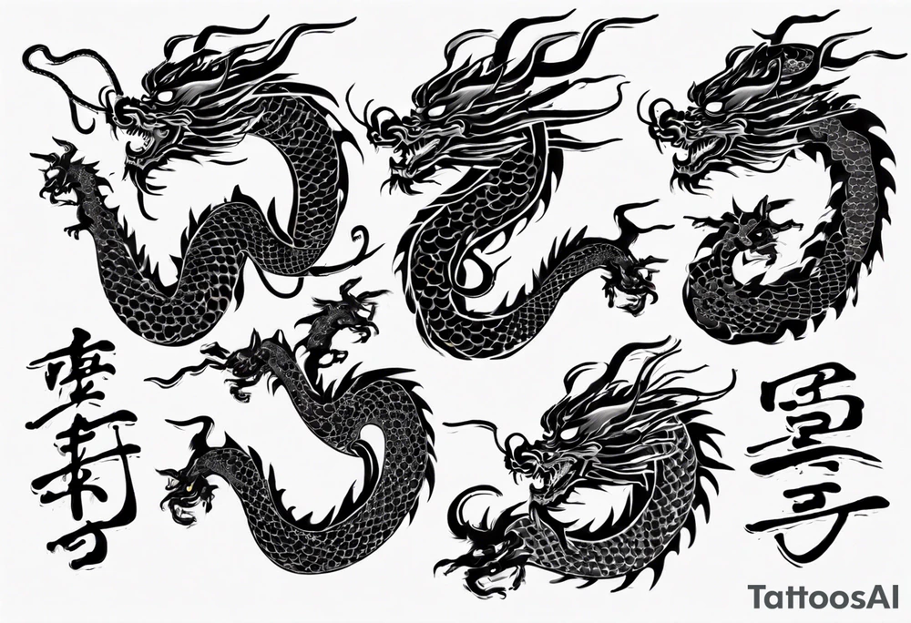 long chinese dragon with scales tattoo idea