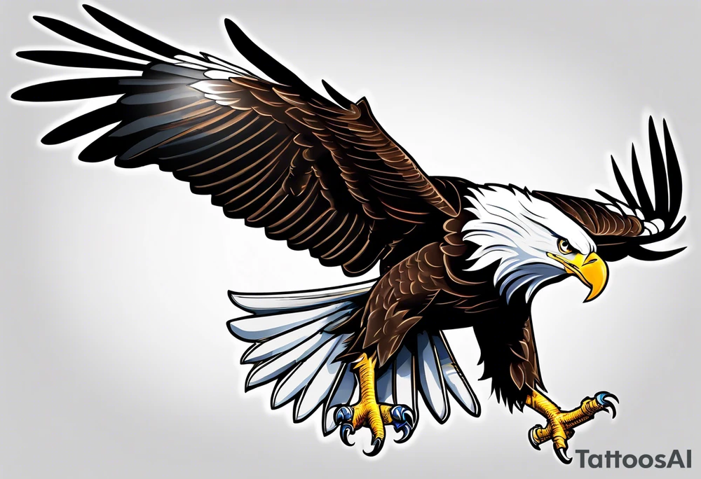 Bald eagle holding a 737 Plane on its feet tattoo idea