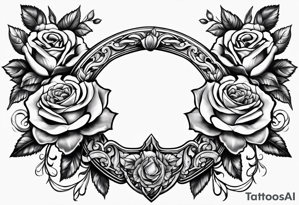 horseshoe with roses tattoo idea