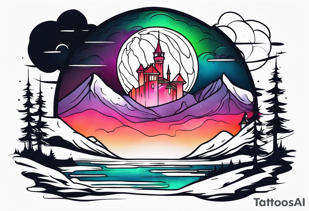 Northern lights with pennywise tattoo idea