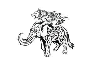 Wolf riding an elephant tattoo idea