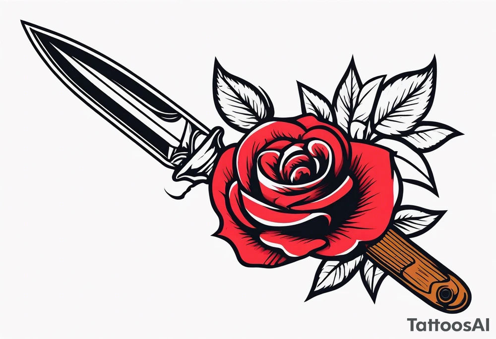 Messer mit Stacheldraht und Rose tattoo idea