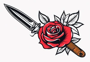 Messer mit Stacheldraht und Rose tattoo idea