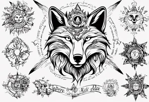 Eule Sonne Fuchs der Schriftzug : "Sapere Aude" und Sternzeichen Wasserman tattoo idea