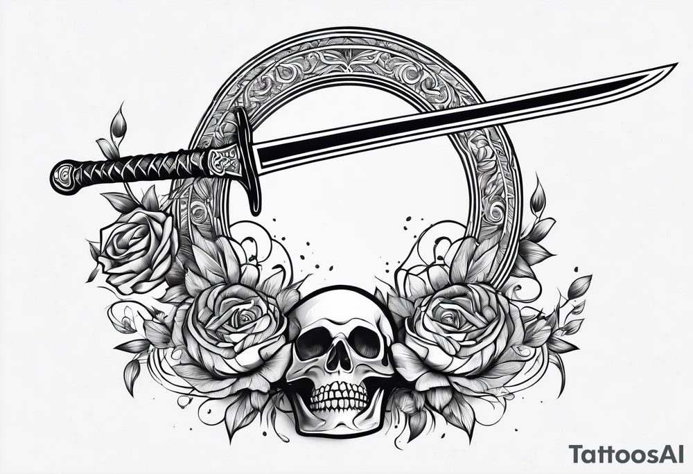 Thin sword downward alone tattoo idea